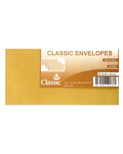 Classic, Brown Envelope, A6, Self Seal, 50pcs packet