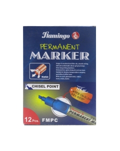 Flamingo, Permanent Marker, Blue color, Chisel Point, 12 pcs per box