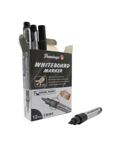 Flamingo, White Board Marker, Black Color, 12 Pcs box, Chisel Point