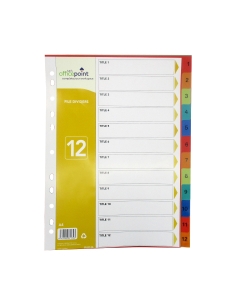 Sai's Officepoint, File Dividers, 12 Lines, Coloured, A4